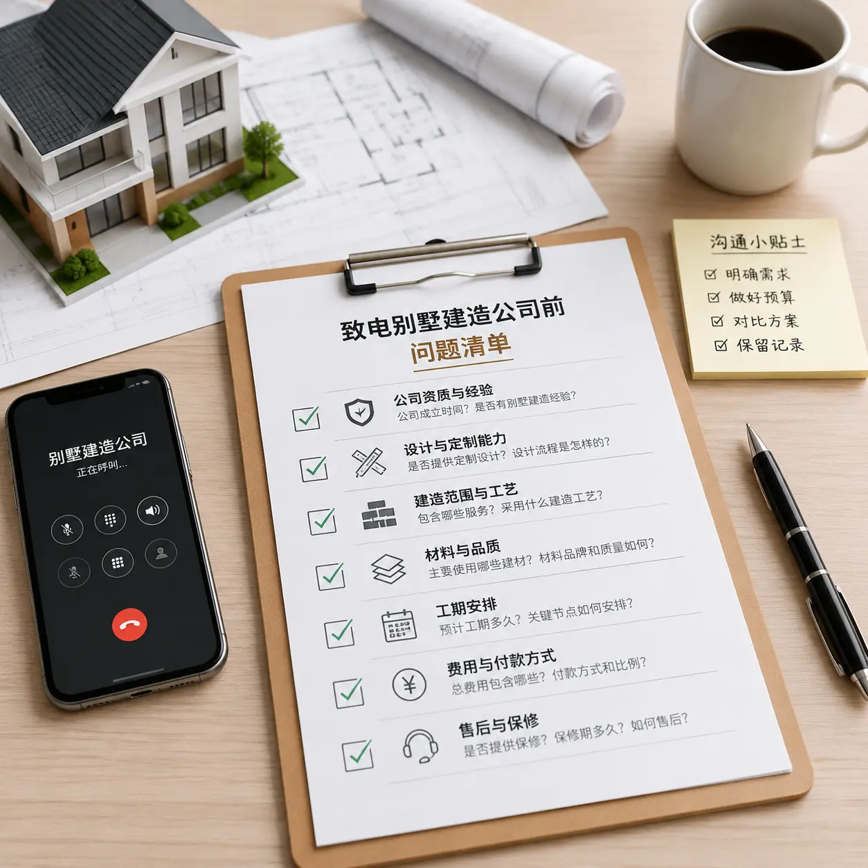在天柱拨打别墅建造公司电话前的准备工作